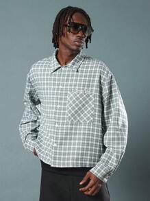 SUMWON Premium Long Sleeve Button Down Plaid Shirt Embroidered Logo Casual Fall Winter Everyday Wear - Green - View 5