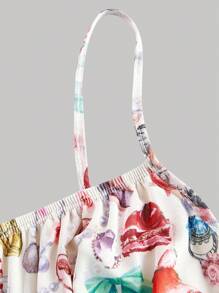 SHEIN MOD 大码女式花卉印花宽松短款连衣裙 - 彩色 - 查看 5