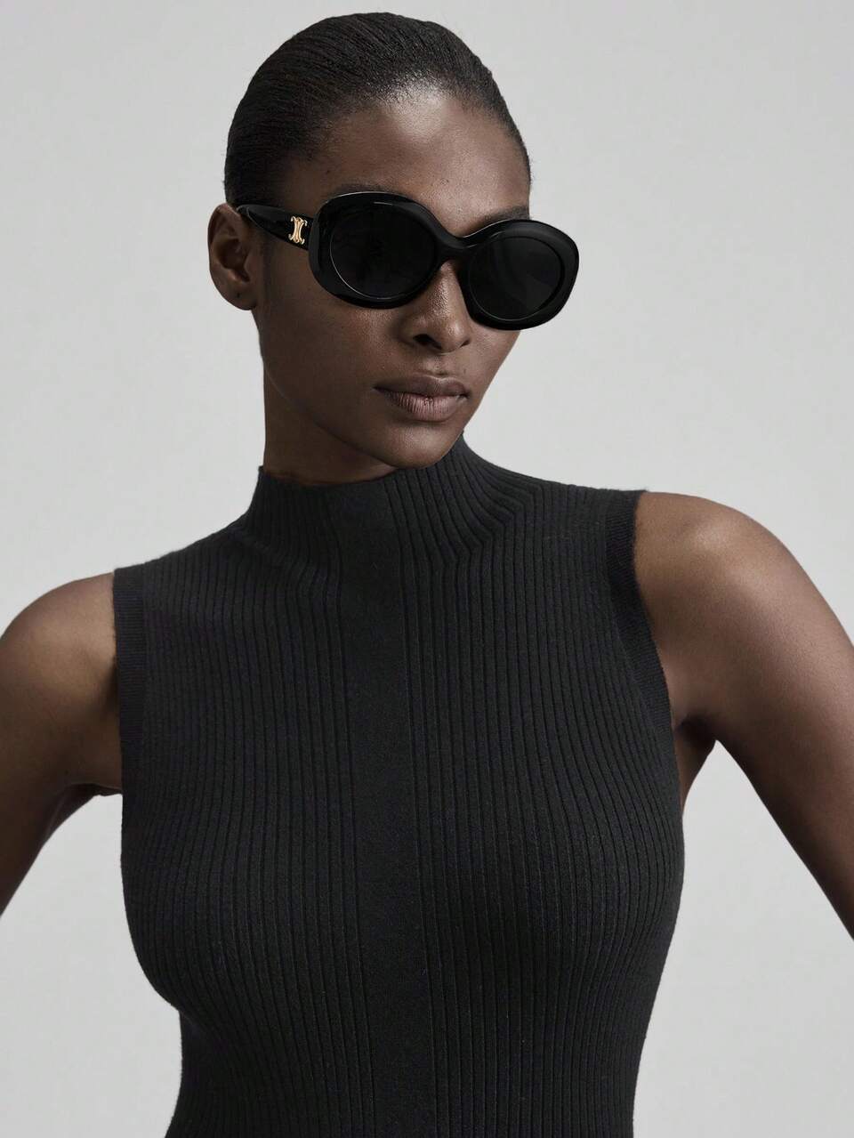 Women's Black Sleeveless Turtleneck Elegant Sweater Dress,Chic Autumn Apparel For Brunch,Wedding Guest Gowns,Business Casual Church Attire,Versatile
