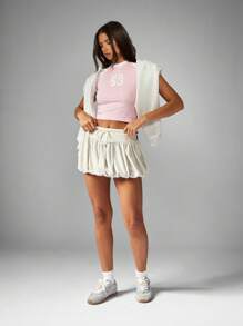 Missguided x Playboy Camiseta corta de estilo varsity con manga raglán, ajustada, tipo béisbol de bebé, con bloques de color, de manga corta, con estilo retro, deportiva, para entrenamiento de verano, moda primaveral para mujeres
