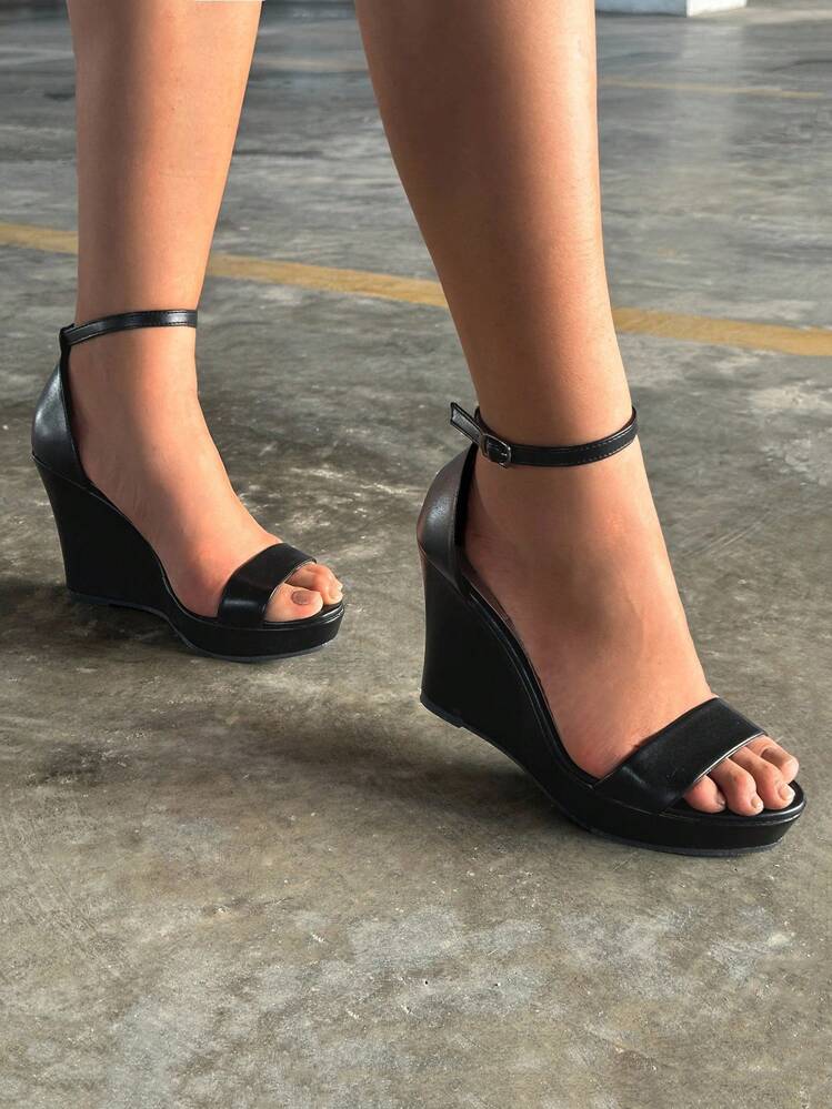 CUCCOO BIZCHIC 女士鞋子简约踝带坡跟凉鞋，优雅夏季凉鞋，适合夏季度假鞋，夏季促销，优雅基础款，商务休闲，商务时尚，圣诞节，秋季，新年假期 - 黑色 - 查看 10