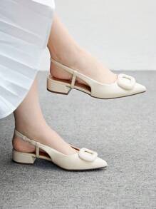 CUCCOO BIZCHIC Women's Fashion Elegant Solid Color Pointed Toe Flats For Christmas Spring Shoes - Beige - View 4