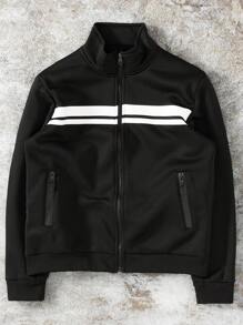 Manfinity Hypemode Men's Striped Long Sleeve Zip Collar Casual Jacket