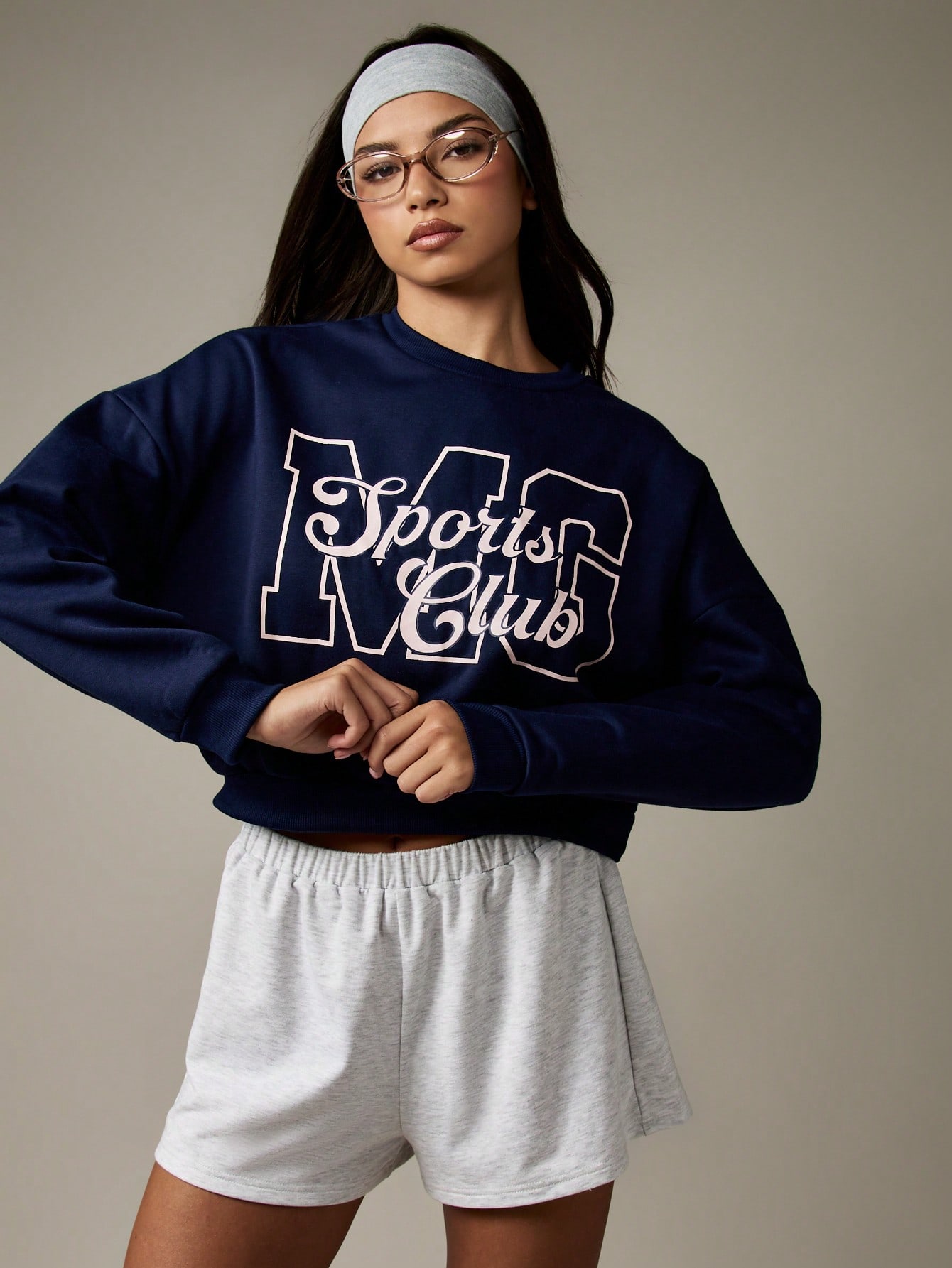 MISSGUIDED Sports Club Letter Print Sweatshirt With Varsity Logo Design ...