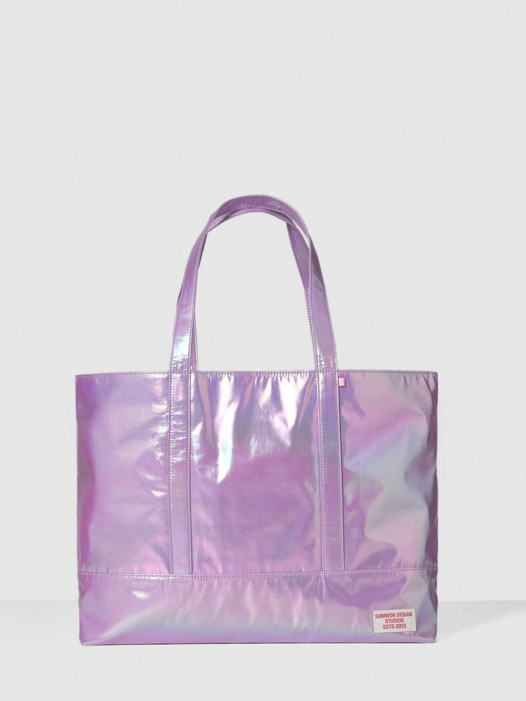 Iridescent Metallic Tote Bag With Dual Handles