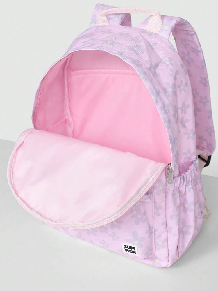 Floral Print Daypack With Front Pocket