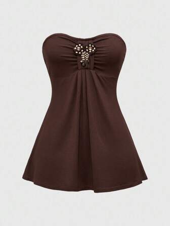 Hippie Top cropped con adornos de cuentas de madera con ajuste retro Y2K