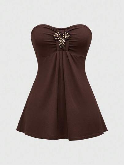 Hippie Y2K Retro Fitted Wood Bead Embellished Crop Top