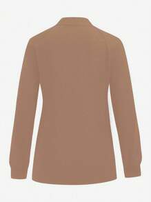 TaskEZ Solid Color Multi-Pocket Long Sleeve Scrub Uniform Jacket - Khaki - View 2