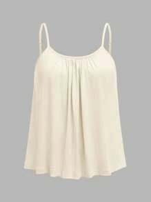 SHEIN EZwear 3pcs Plus Size Women Pleated Loose Camisole Adjustable Strap Camisole, Suitable For Spring And Summer Back To School - Multicolor - View 5