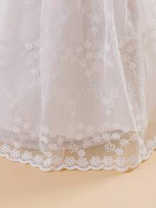 Glamorique Kids 女婴花童伴娘礼服，婚礼，花童，优雅，蕾丝裙，夏装，生日拍照服装，生日派对，派对表演， - 白色 - 查看 5