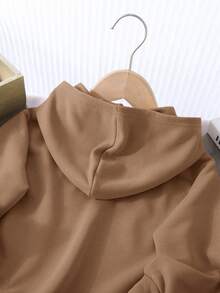 SHEIN Áo nỉ nam kiểu dáng thường ngày, thoải mái, tối giản, đa năng, chất liệu mềm mại, in nổi, thích hợp mặc hàng ngày, đi học, dã ngoại, thể thao, mùa xuân/hè và mùa thu/đông. - màu nâu - Xem 5