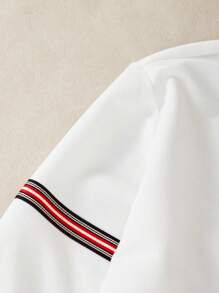 SHEIN Explorewe 2 件套青少年男孩休闲翻领字母印花长袖衬衫和运动慢跑裤套装，适合秋季/春季日常通勤穿着