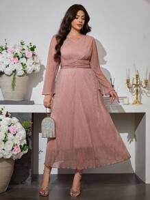 Modelyn Elegant Gold Glitter Party Dress Fall Cloth For Women - Champagne - View 4