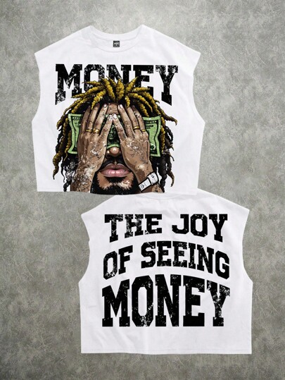 Manfinity ZONE917 街头时尚超大嘻哈风格印花迷彩条纹图案露脐上衣