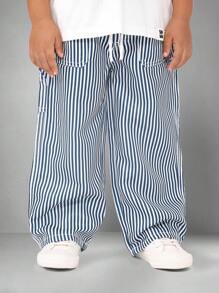 SUMWON 儿童木匠风格斜纹工装裤可调节腰部宽松工装灵感木匠裤四季皆宜的儿童玩耍裤 - 藍白色 - 查看 4