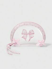 ROMWE Kawaii Túi đựng đồ trang điểm hình bán nguyệt bằng nhựa PVC trong suốt, nơ màu hồng dễ thương, dung tích lớn, mã số 401422 - Nhiều màu - Xem 1