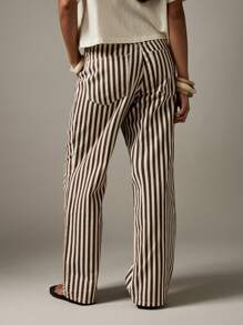 MISSGUIDED Retro High Waisted Striped Straight Leg Pants Resort Beach Vacation Breezy Wide Bottom Relaxed Cotton Casual Spring Summer Fashion