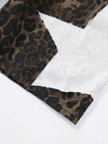 ROMWE MEN Street Life Men's Leopard Print Star Pattern Pocket Loose Denim Shorts - Multicolor - View 7