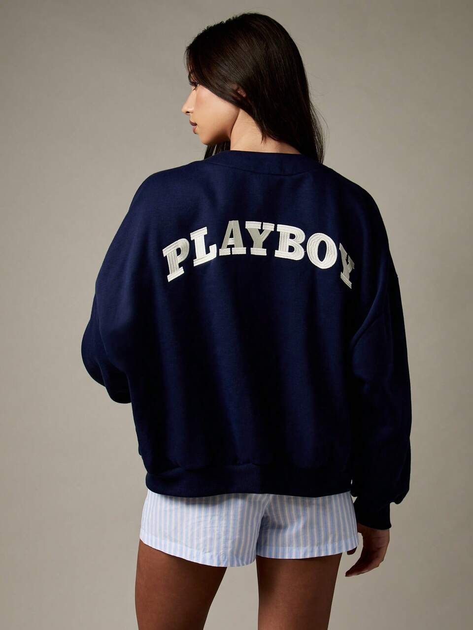 Missguided x Playboy Luxury Oversized Button Front Cardigan Japanese Style Preppy College Look Long Sleeve Sweatshirt With Front Pocket Fall Winter Collection
