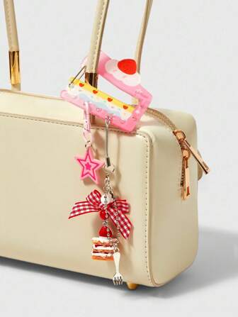 Kawaii 1pc INS Style Acrylic Strawberry Cake Cute Bag Charm