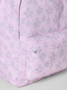 SUMWON Mochila escolar para meninas com estampa floral, mochila para estudantes do ensino fundamental e médio, bolsa para livros, bolsa de viagem fofa para o dia a dia - Roxa - Ver 5