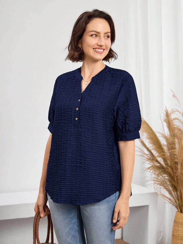 Miaspire Women's Casual Texture-Finish Button-Up Shirt, Blue Mothers Day Outfit Gift For Mom,Fall Women Clothes,Vintage Clothes Women,Old Money Style Women,Teacher Outfits For Women,Airport Outfit Women Navy Blue Blouse Plus Size Blouse Womens Plus Size Tops Casual Blouses For Women Plus Size Tops For Women,Country Outfits Women