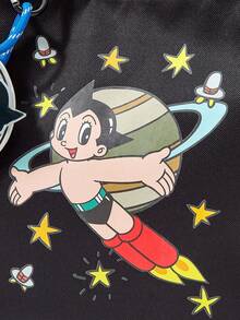Astro Boy X ROMWE Women Retro Versatile Commuter Shoulder Tote Bag & Pendant - Black - View 3