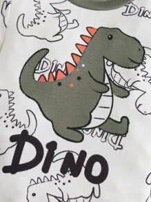 Genkimix Kids 男婴春秋季卡通恐龙字母印花长袖上衣+松紧腰裤睡衣套装 - 彩色 - 查看 4