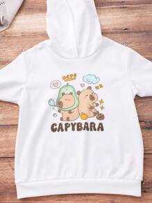 Sudadera con capucha de la serie Capibara linda para niñas, en combinación de colores, para primavera/otoño - Multicolor - Ver 8