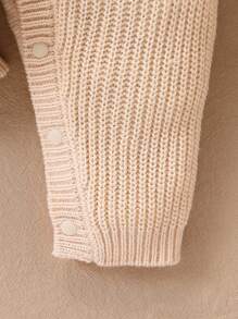 SHEIN Vintaside Kids 男婴熊提花针织毛衣连体裤，时尚可爱百搭 - 米色 - 查看 7