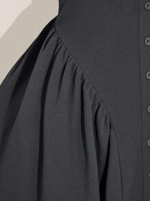 SHEIN ICON Plus Size Halter Cinched Waist A-Line Dress, Y2K, Back To School, Grey Dress - Grey - View 7