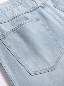 Manfinity Homme 男士浅色水洗宽松牛仔裤——宽松版型街头休闲阔腿裤，带口袋，长款设计，彰显现代风格。男士浅蓝色宽松牛仔裤