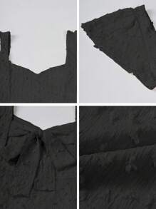 xheRafferiza Vestido largo elegante y delgado de unicolor con espalda descubierta, lazo y mangas de loto con abertura alta, para vacaciones y citas en primavera/veranoxhe - Negro - Ver 6