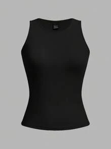 SHEIN EZwear 4件組女款性感極簡基本款短版緊身背心，適合夏季健身，黑色、粉色、水藍色、白色 - 彩色 - 查看 11