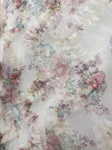 Selianne New Retro Ditsy Floral Mesh Frill Hem Form-Fitting Slip Dress, Elegant & Beautiful, Spring/Summer - Multicolor - View 7