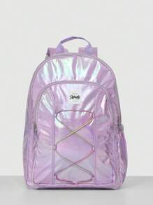SUMWON Kids School Backpack With Holographic Finish Elastic Crisscross Design Water Resistant Travel Daypack For Primary Middle School Students Casual Everyday Use - Pink - View 2