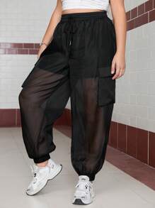 SHEIN EZwear Plus Size Casual Joggers With Pockets, Perfect For Everyday Outfits - Black - View 1