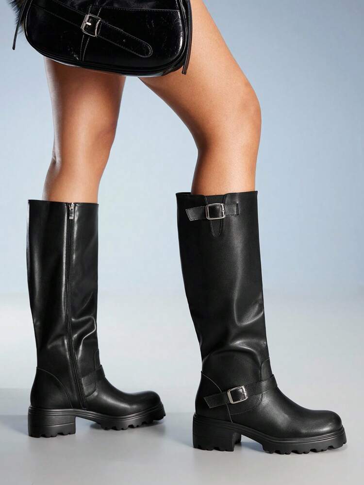 CUCCOO GRLICON Women's Y2K Punk Style Knee-High Boots, Suitable For Halloween, Christmas, Party Outfits Y2K