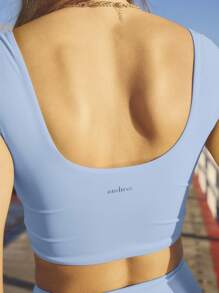 Aralina Bộ đồ hai mảnh áo đạp xe ngắn nhún bèo nhún phía trước màu vàng Leisurewear Summer - Màu xanh lam - Xem 8