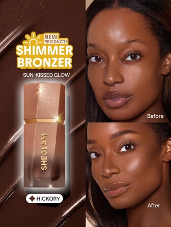 Sun Beam Shimmer Liquid Bronzer-Hickory Bronzer Liquid Non-Greasy Long Lasting Natural Shimmer Bronzer Contouring Weightless Contour Graduation Birthday Holiday Summer Fall Autumn Y2K Fancy Fashion Women Makeup Cosmetic Party Beach Travel Camping Outdoors School Campus Trip Festivals Decor Gift Present Rose Girl Cosplay Best Color Charm Vibe
