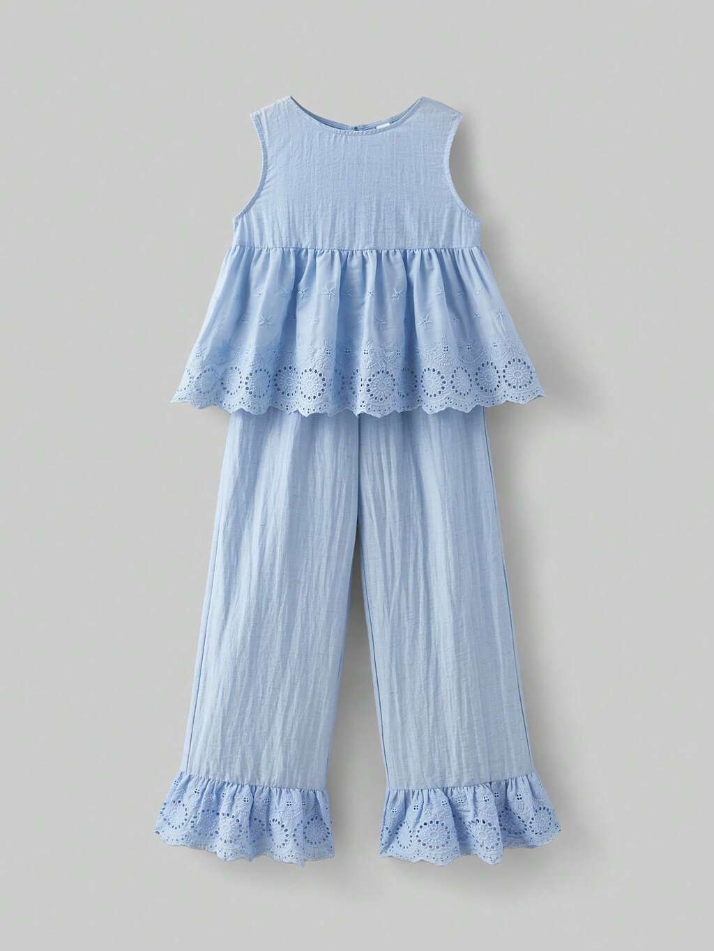 2pcs/Set Tween Girls Lace Trim Tank Top And Pants Set