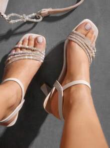 CUCCOO SZL Sandales à talons hauts élégantes à la mode pour femmes, ornées de cristaux