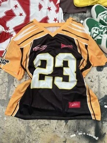 Coolane Camiseta de jersey con cuello en V, gráficos, de malla transpirable para mujer, adecuada para usar en la calle, salidas y actividades deportivas en verano