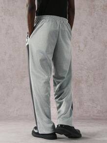 PAVTROS Quần nỉ nam in kỹ thuật số chắp vá có dây rút ở eo - Xám - Xem 2