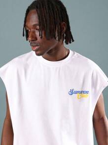 SUMWON Canottiera estiva da club sociale, smanicata, con grafica, stile di vita, abbigliamento da strada, spiaggia, club, festival, eventi, casual - Bianco - Visualizzare 4