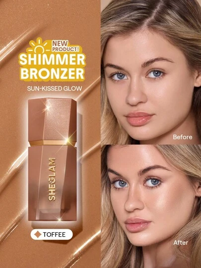 SHEGLAM Sun Beam Matte Liquid Bronzer-Toffee Bronzer Liquid Non-Greasy Long Lasting Natural Matte Bronzer Bronzing Weightless Contour Brand Beauty Makeup Face Paint Cosmetic For Women Girls Perfect For Spring Summer Ideal For Y2K Fancy Fashion Suitable For Birthday Mother'S Day Gift Rave Party Ready Best Color