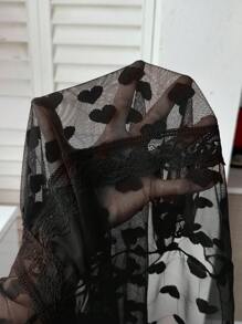 Seduluxe 女士性感心形网眼拼接吊带裙 - 黑色 - 查看 7