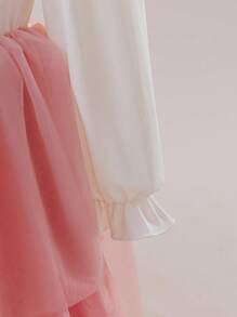 Glamorique Kids Baby Mädchen Herbst Kleid Set mit gestickter Blumen-Verzierung und Schleife, Top mit Tüll Rock, süßer Stil, geeignet für verschiedene Anlässe