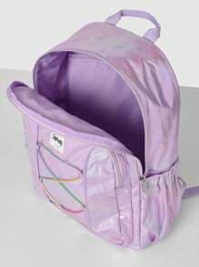 SUMWON Kids School Backpack With Holographic Finish Elastic Crisscross Design Water Resistant Travel Daypack For Primary Middle School Students Casual Everyday Use - Pink - View 8